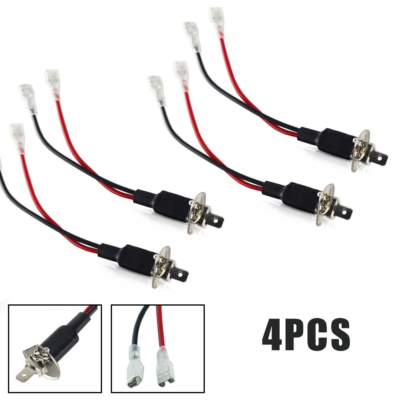 4pcs H3-To-H1 LED Headlights Connection Conversion Adapter with Wiring ...