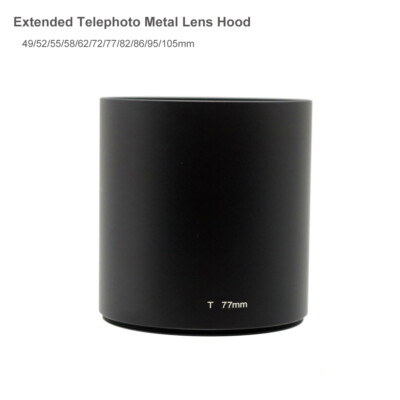 49/52/95/105mm Extended Telephoto Metal Lens Hood with Filter Thread Mount Hood