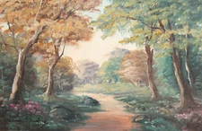 Vintage French oil painting impressionist landscape signed