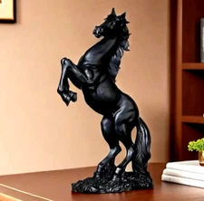 NEW Beautiful Black Standing Horse. Resin Figurine Statue 12h x 6w x 3d
