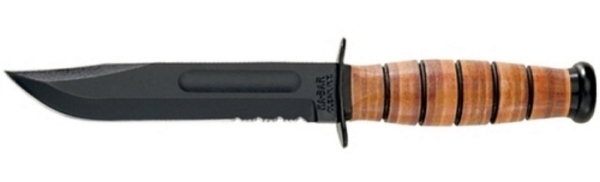 - Army W/ Brown Leather Sheath Serrated Edge 1219