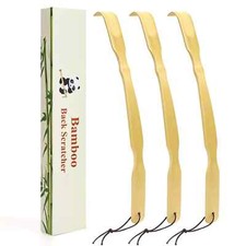 3 Pack Wooden Back Scratcher, 17 Inch Curved Long Handle Bamboo Back Scratche...