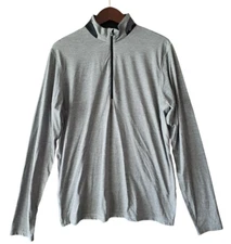 GREYSON Men's 1/4 Zip Mock Neck Gray Long Sleeve Pullover M Golf Custom Logo