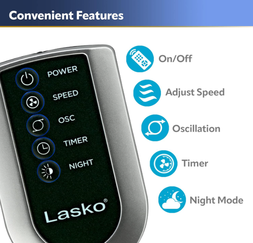 Oscillating Tower Fan, Quiet Fans with Remote, 3-Speed Timer, 42”, Silver T42951 - Picture 4 of 14