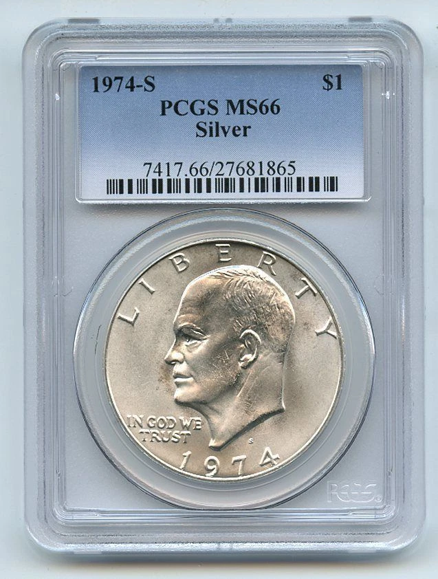 PCGS Certified MS 66 Graded 1974 Eisenhower Dollars (1971-1978