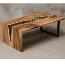 Unique Black Epoxy Table Top Handmade Acacia Wooden Natural Resin River Decorate