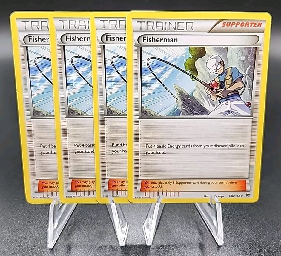 4x Pokemon TCG Fisherman (136/187) Trainer Supporter XY BREAKthrough Playset