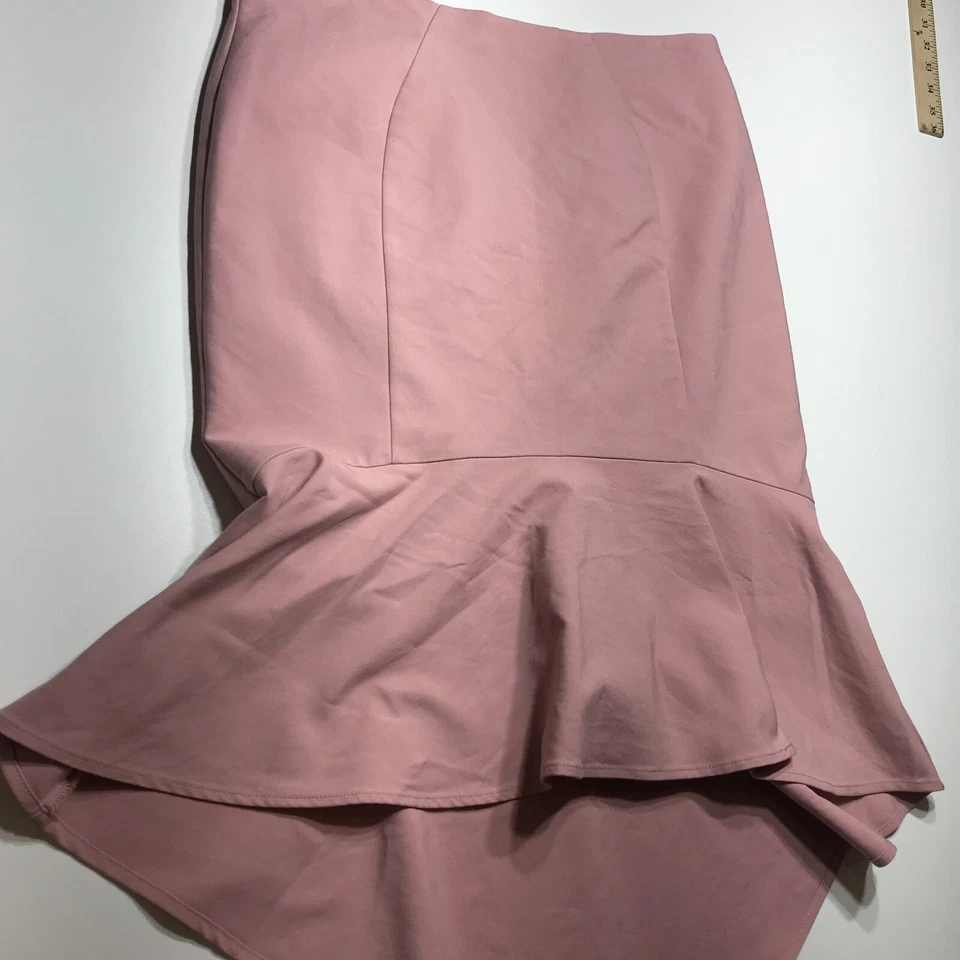 New York & Company Light Pink Long Fishtail Asymmetrical Occasions Skirt Sz 12 - Image 3 of 4