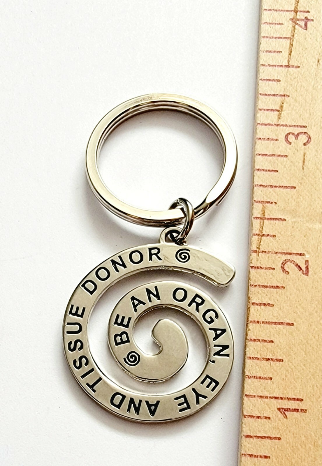 Organ Donation Keychain Donate Ear, Eye, Tissue Keyring Spiral Metal