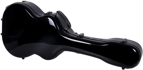 Crossrock OM Guitar Case, Deluxe Fiberglass Martin 000 Guitar Hardshell, Black - Picture 2 of 7