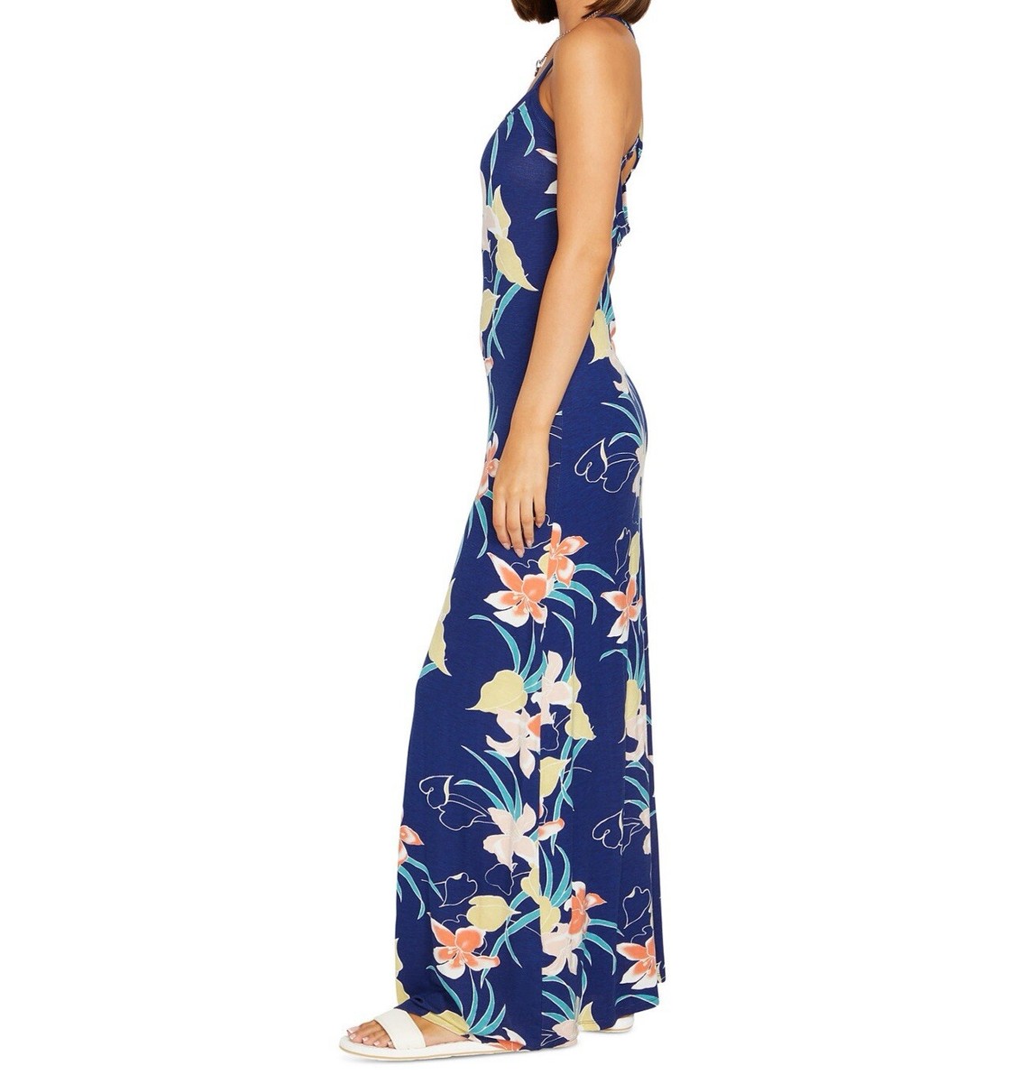bohemian bell sleeve maxi dress Belen Satin Maxi Dress Navy / XS
