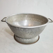 Large Vintage 16 quart DURA-WARE Commercial COLANDER Aluminum 17" dia HEAVY DUTY
