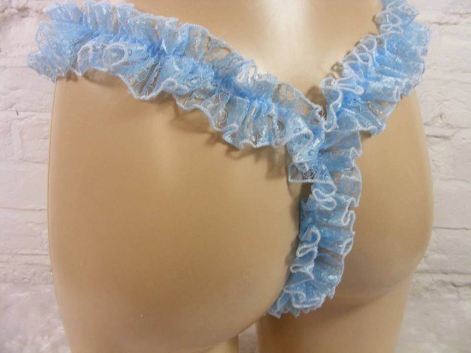 Bragas de encaje con volantes sissy tanga cadena g lencería para hombre tanga bragas todas las tallas Foto 3 de 3