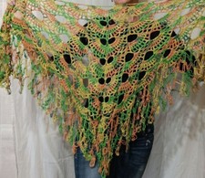 Boho Crochet Virus Shawl Triangle Fringe Wrap Handmade