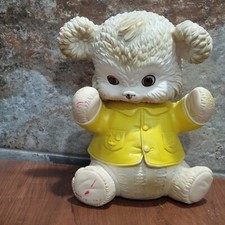 Vintage Edward Mobley Arrow Rubber Squeaker Bear Sleeping Eyes Yellow Coat 1962