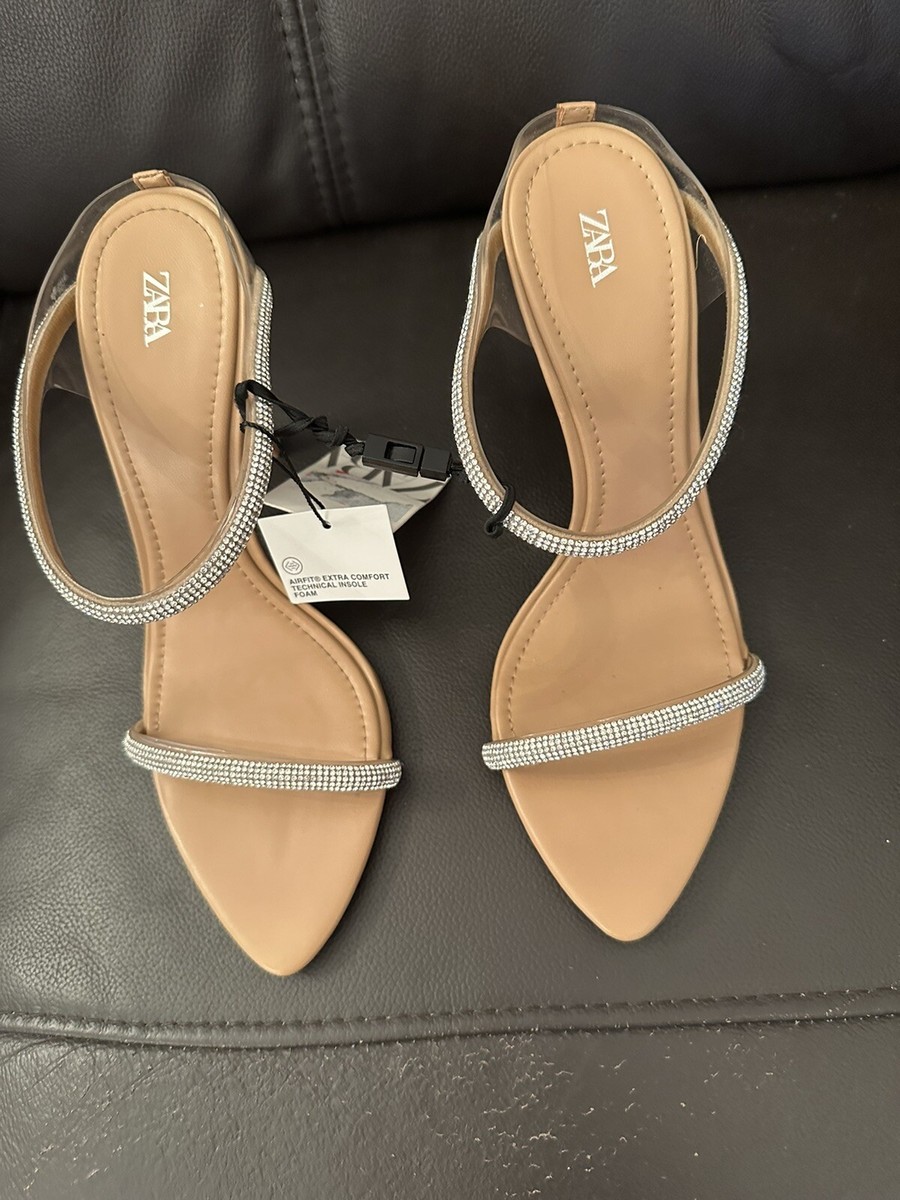 Zara HEELED SANDALS WITH RHINESTONE STRAPS UK