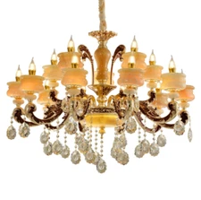 LED Genuine K9Crystal Zinc alloy Living Chandelier Stair Candle Ceiling Light Yc