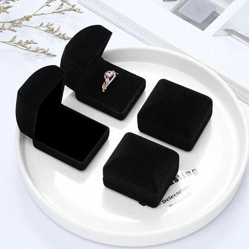 3x Schwarz Hochzeit Verlobung Luxus Ehering Box Aufbewahrungsbox Schmuckkästchen NEU - Bild 2 von 8
