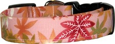 Muted Autumn Leaves on Pink Custom Handmade Dog Collar