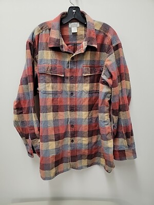 L.L. Bean Traditional Fit Chamois Flannel Shirt Multicolor Plaid Mens XL 277981