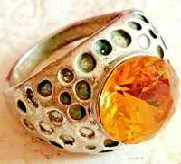 BEAUTIFUL POST MEDIEVAL VINTAGE SILVERED SEAL RING WITH STONE INSERT