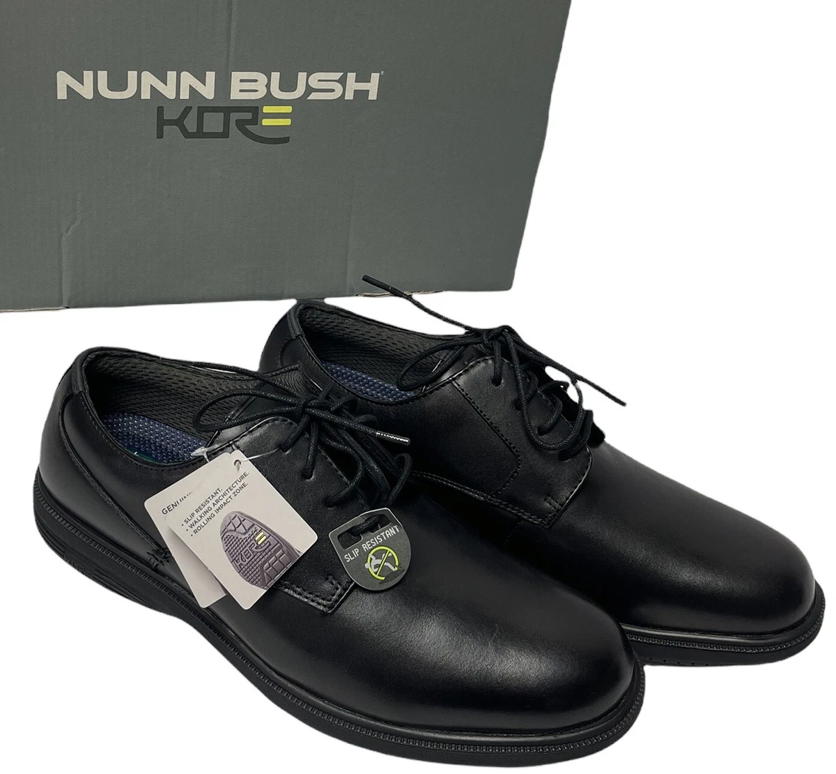 Nunn Bush Pro Kore Black Oxford Dress Shoes Leather Comfort Gel