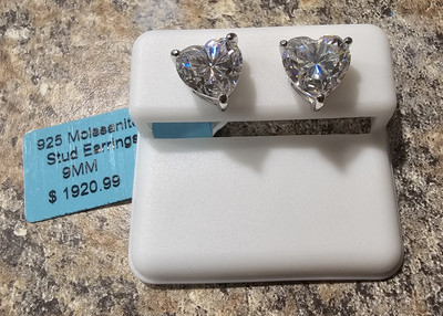 6 kt Herz Moissanit Ohrringe echt 925 Silber Brillantschliff - 1920 $ Einzelhandel