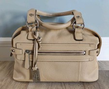 Marta Ponti Italian Designer Genuine Leather Top Handle Handbag Tan Almond 