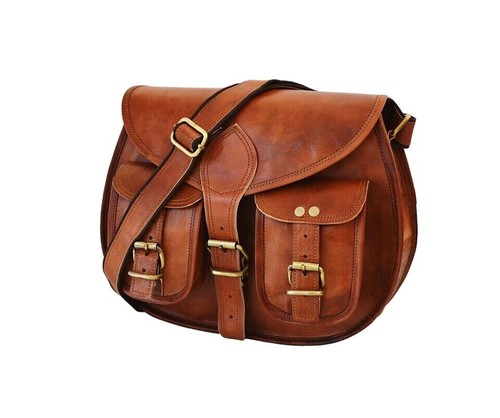 Borsa a tracolla messenger da donna vintage in pelle di capra marrone borsa... - Foto 2 di 6