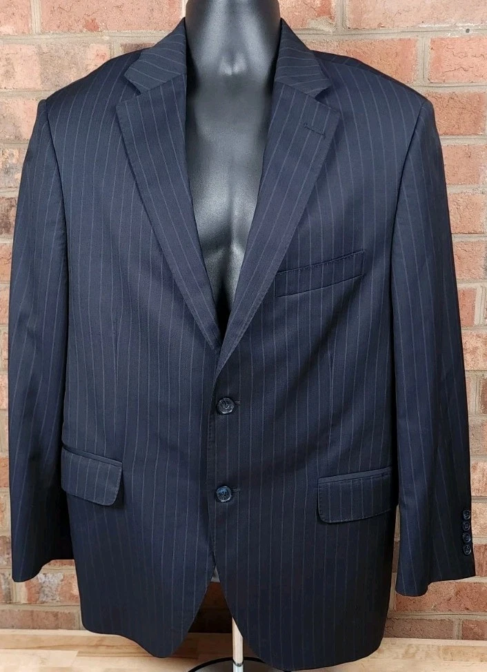 Giacca cappotto sportivo Peter Millar Blazer 42R blu righe Coach Roy Williams UNC