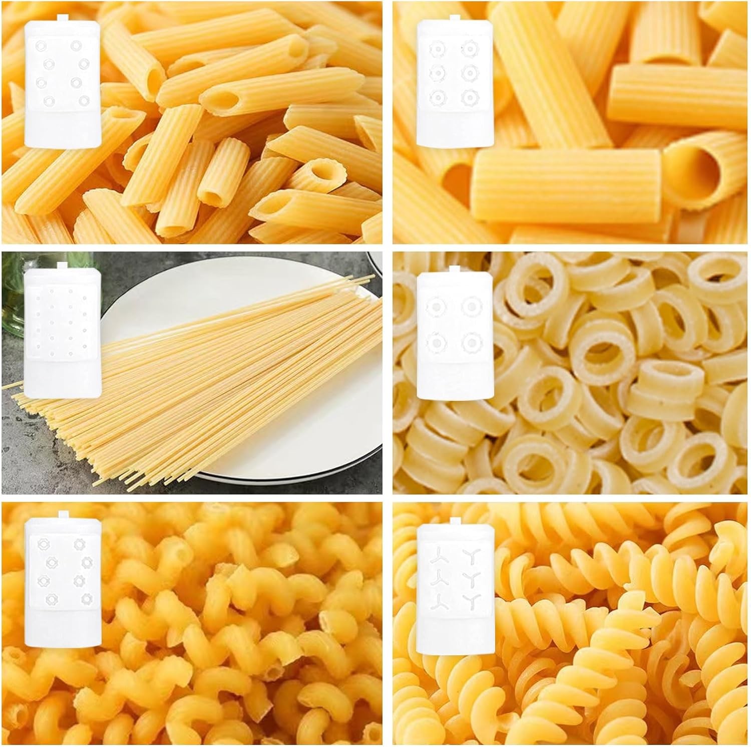 Pasta Maker Attachment for KitchenAid with 6 Pasta Shapes and Cleaning Brush