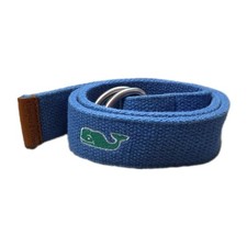 Vineyard Vines BOY'S Whale Print Belt Blue/Green D Buckle Sz M