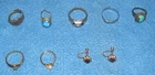 Vintage Estate Costume Jewelry 7 Rings Pair Earrings Some Marked⭐