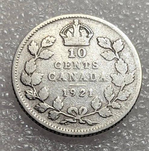 1921 10 Cents Canada 80% Solver King George V. #129