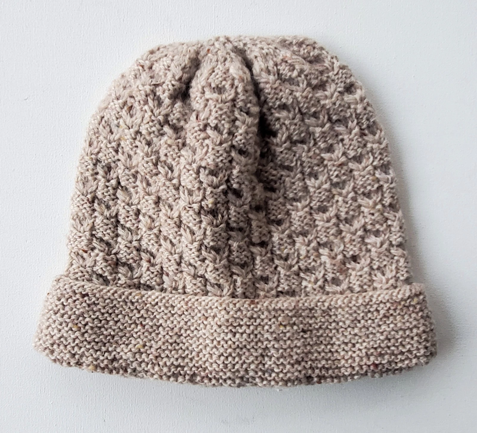 Handknit Wool Winter Beanie Cap Oatmeal - NEW