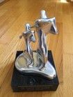 RARE Hoselton Aluminum Sculpture Golf Couple Signed 1947 Trophy with Marble Base — photo 6