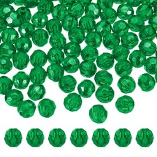 400 Pcs Acrylic Round Faceted Beads 8mm Loose Bead, Dark Green