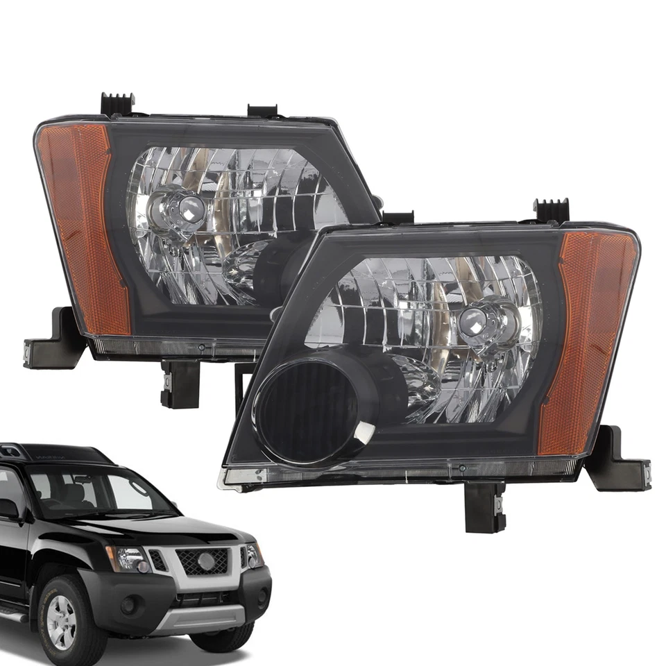 For Nissan Xterra 2005-2015 Pair Black Housing Amber Corner Projector Headlights - Image 2 of 4