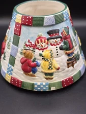 Yankee Candle Christmas Large Jar Topper Snowman  Shade Ceramic Cover