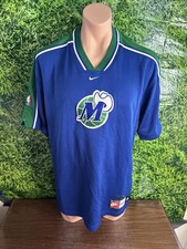 1998-99 Dallas Mavericks Rare Logo Team Issued Nike Warm Up Shirt Blue Size L