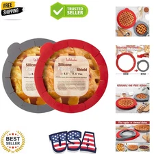 Adjustable Silicone Pie Crust Shield, Perfect for 8.5-11.5 Inch Pans - Set of 2