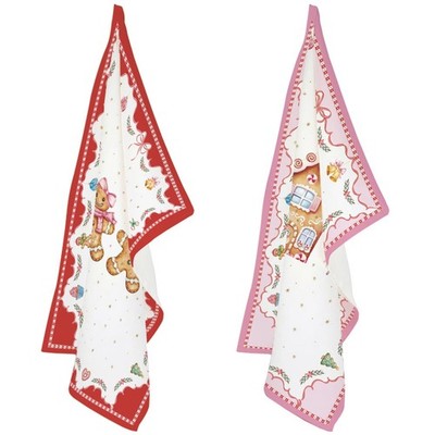 EASY LIFE SET 2 WEIHNACHTSTÜCHER 50 X 70 CM 100% BAUMWOLLE - SWEET CHRISTMAS