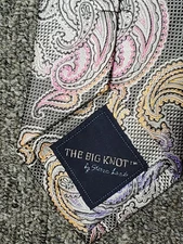 THE BIG KNOT Steven Land Mens Tie 100% Silk Necktie Designer Black White Gray