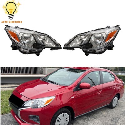 Headlight For 2021-2024 Mitsubishi Mirage /G4 Halogen Chrome Headlamp Left+Right