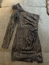 Windsor Cassidy Formal Sequin Feather Dress Black S Small