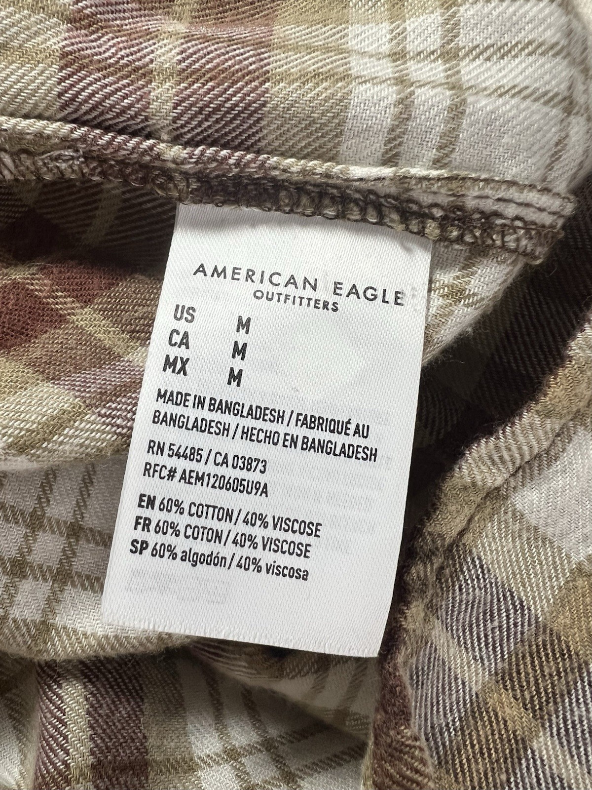 American Eagle Cropped Patchwork Mixed Plaid Flan… - image 7