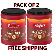  PACK 2 Folgers Toasty Hazelnut Artificially Flavored Ground Coffee, 9.6 oz