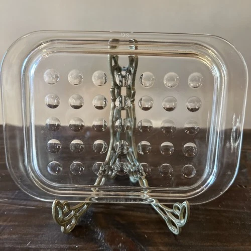Vintage Pyrex Clear Glass Lid MC-1-C Rectangular Bubble Dimple Design
