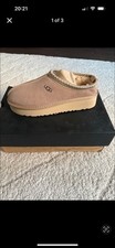 UGG Women’s Beige Suede Sheepskin Lined Slip-On Platform Slippers UK 10