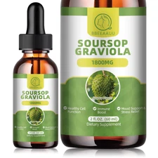 BBEEAAUU 60Ml Natural Soursop Graviola Extract Drops Support Immunity and Kidney